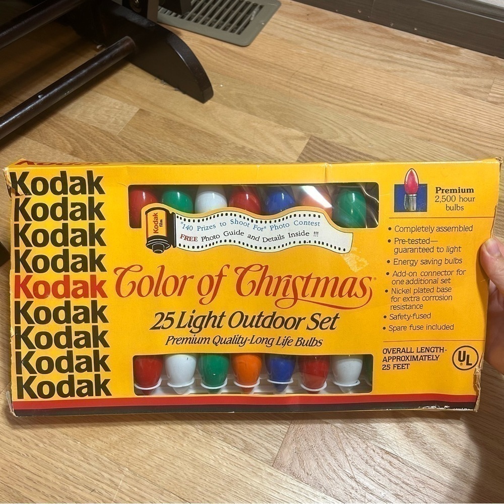 Vintage Kodak Color of Christmas C9 Christmas String Lights NEW 25 Light Outdoor